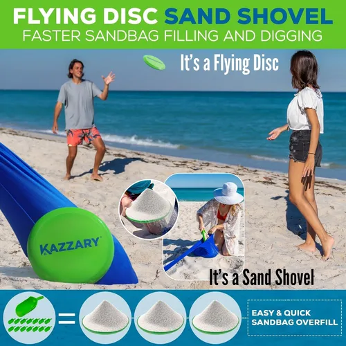 Vista 4 de Tienda de campaña de playa UPF50+ con bolsas de arena, 4 postes de estabilidad, clavijas de tierra, pala de arena de disco volador, refugio ligero