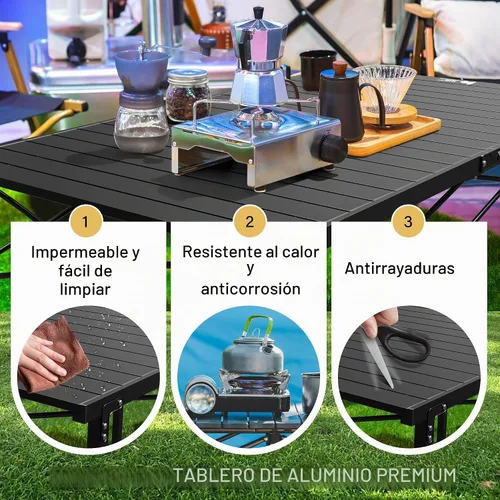 Vista 6 de OUTSIDER Mesa de camping de aluminio enrollable para 4-6 personas