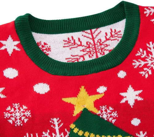 Vista 5 de Idgreatim - Suéter de punto para mujer, hombre, diseño de Navidad feo, manga larga, talla S, XXL
