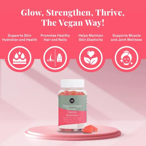 Vista 2 de earth & elle Gomitas veganas potenciadoras de colágeno para mujeres con biotina y vitaminas, mejora la salud del cabello, las uñas y la piel