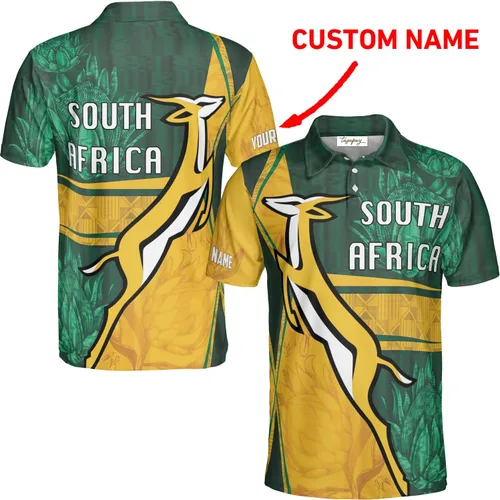 Vista 2 de South Africa Springboks Rugby Be Fancy - Polo unisex para adultos, camisas polo para hombre para regalos, camisa de manga corta para hombre