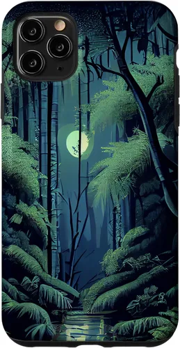 Vista 11 de Funda para iPhone 11 Pro Bamboo Forest in the Moonlight Shimmer on River