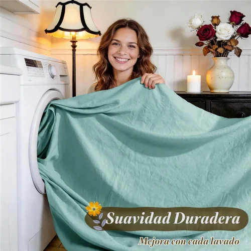 Vista 5 de SONORO KATE - Sábanas 100% de lino puro francés, transpirables y duraderas, antidesgarros, lavables a máquina, bolsillo profundo de 16 pulgadas, 4