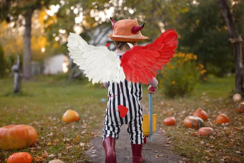 Vista 5 de Halloween Angel Wings Costume Unisex Feather Wings for Women Girls Boys Halloween Party Cosplay Dress-up Accessories