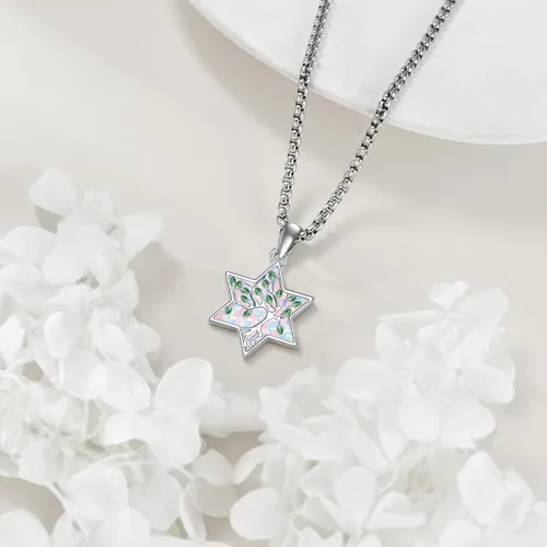 Vista 94 de ONEFINITY Collar de plata de ley 925 con diseño de árbol de la vida con colgante de nudo celta de concha de abulón para mujer