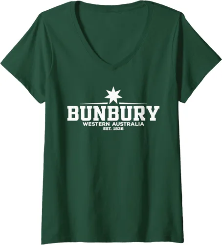 Vista 8 de Camiseta Bunbury Australia con cuello en V, Negro