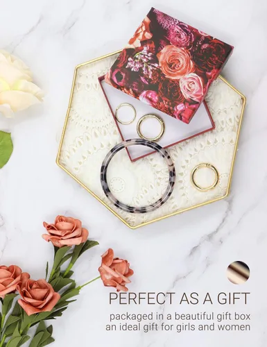 Vista 5 de Mymazn Llavero pulsera de pulsera para mujer, llavero redondo de acetato