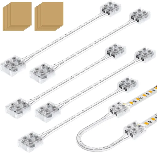 Vista 10 de EMITEVER - Paquete de 2 conectores de tira LED, extensión sin soldadura de 2 pines para luz de 0.315 in works with 5V/12V/24V LED strip