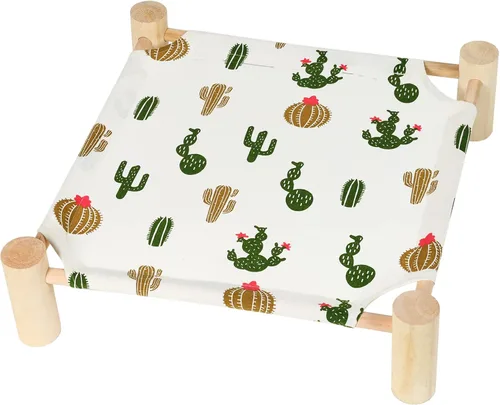 Vista 11 de Patas Lague Hamaca para gatos y perros, cama para perros pequeños, de madera, para gatos, mascotas, conejos, refrigeración, elevada