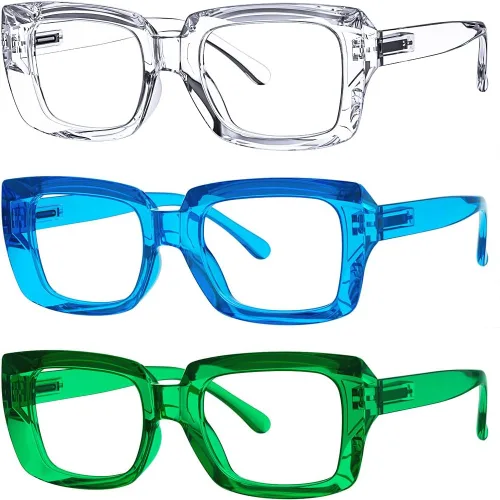 Vista 8 de Eyekepper - Juego de 4 gafas elegantes para mujer, anteojos cuadrados de gran tamaño para mujer