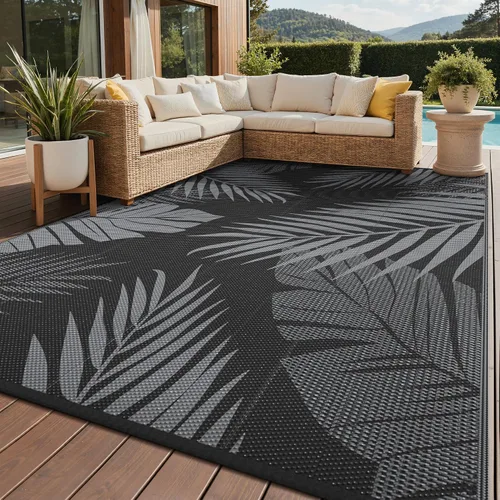 Vista 49 de GENIMO - Alfombra para exteriores de 6 x 9 pies, para patio, espacios amplios, reversible, de pajillas de plástico, alfombra impermeable para Azul