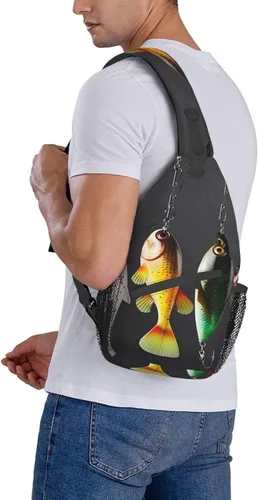 Vista 9 de Varios tipos de cebos de pesca Imprimir Sling Mochila de viaje Sling Bag Casual Chest Bag Senderismo Daypack Crossbody Bag para hombres mujeres