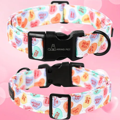 Vista 270 de Aring Pet Collar de algodón, ligero y ajustable, con hebilla de liberación rápida, para perros pequeños, medianos y grandes, para cachorros, S, Hoja