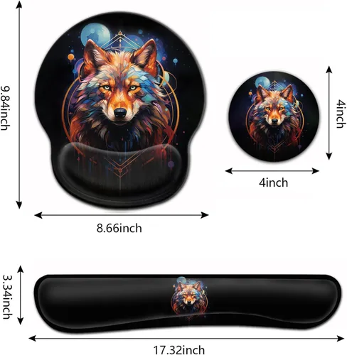 Vista 6 de Alfombrilla de mouse ergonómica para juegos con soporte de muñeca y teclado de espuma viscoelástica con base antideslizante para escritorio