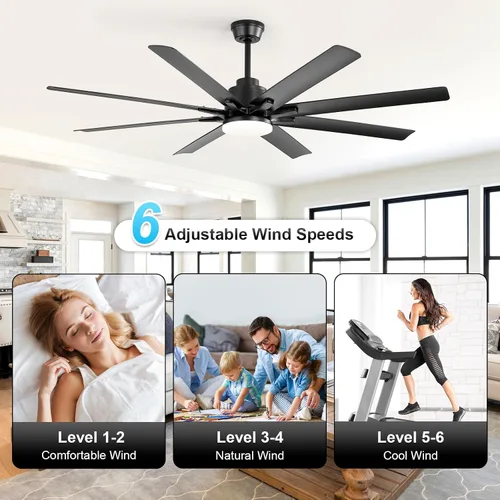 Vista 4 de Sofucor - Ventiladores de techo de 52 pulgadas con luces, ventilador de techo inteligente para interior/exterior con control remoto, funciona