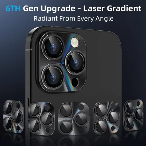 Vista 2 de YWXTW Protector de lente de cámara para iPhone 15 Pro Max/iPhone 15 Pro, [gradiente láser de litografía] [fortalecimiento 5X] Protector de pantalla