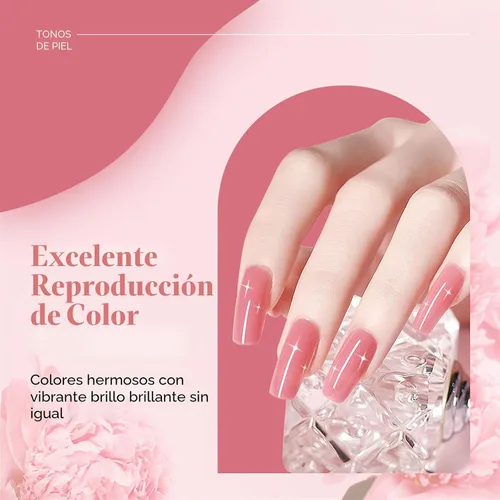 Vista 5 de JEWHITENY Kit de 14 piezas de gel de uñas poli, kit de gel de extensión poli, kit de iniciación con solución deslizante, juego de extensión
