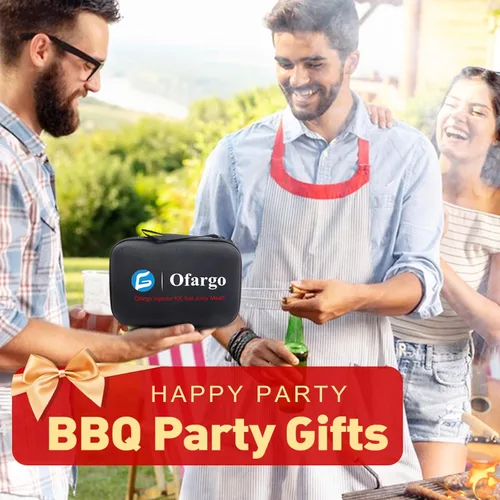 Vista 7 de Ofargo Jeringa Inyectora de Carne de Acero Inoxidable con 4 Agujas de Marinado y Estuche de Viaje para Parrilla Ahumadora de BBQ, regalos