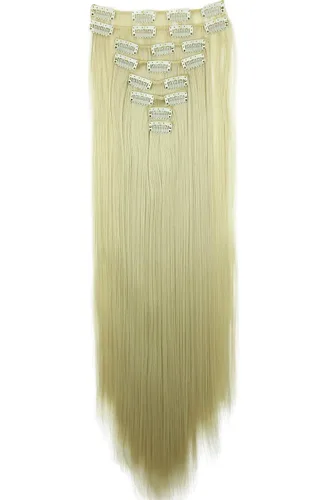 Vista 11 de CAISHA XXL - Juego de 8 extensiones de cabello con clip de 24 pulgadas, extensiones de cabello lacio rojo burdeos CES10