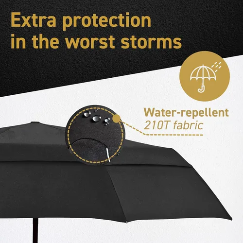 Vista 4 de Windproof Travel Umbrellas for Rain - Lightweight, Strong, Compact with & Easy Auto OpenClose Button for Single Hand Use - Double Vented Canopy for