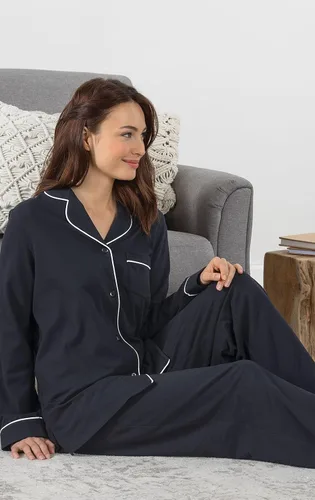 Vista 4 de PajamaGram Conjunto de pijama para mujer – Pijama para mujer, jersey novio, 100% algodón