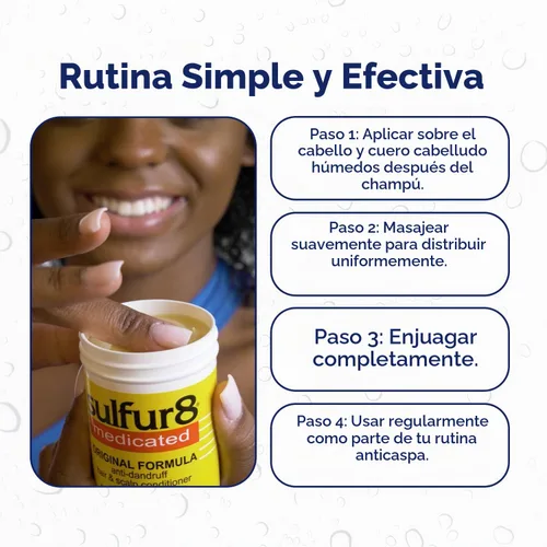 Vista 3 de Acondicionador Sulfur8 medicado regular, fórmula anticaspa para cabello y cuero cabelludo, 2 oz, paquete de de 1