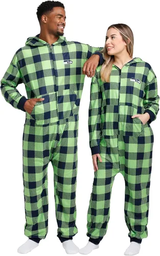 Vista 44 de FOCO Unisex NFL Team Logo Pajamas One Piece Onesie Patrón feo navideño