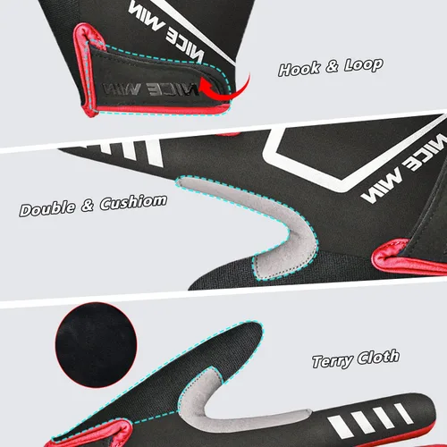 Vista 5 de NICEWIN Cycling Bike Gloves Men Women, Padded Anti-Slip Mountain Bike Gloves, Touch Screen Full Finger Road Bicycle Biking Gloves