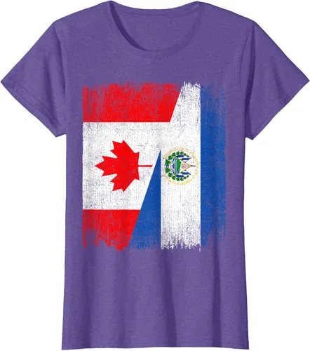 Vista 20 de Camiseta Half Canada El Salvador Flag Canadian Salvadoran Pride Roots
