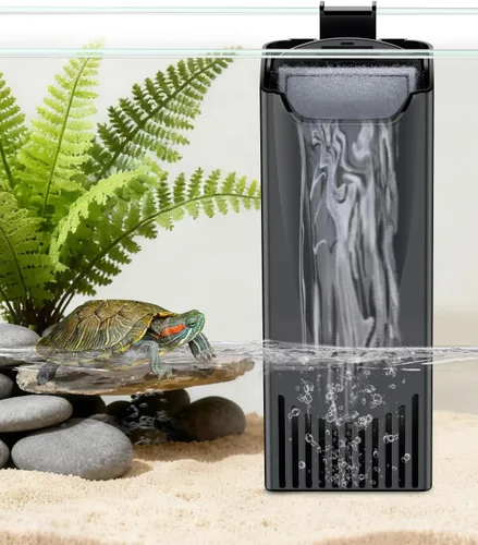 Vista 8 de Pawfly Mini filtro de tortuga de 80 GPH de 4 W para tanques de 1 a 10 galones, filtro de tanque de tortuga de biofiltración de bajo nivel de agua