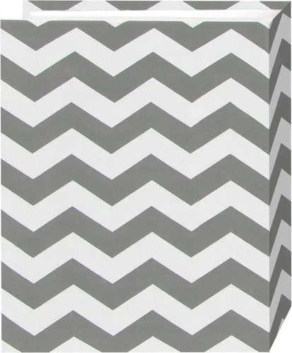 Vista 2 de Pioneer Photo Albums CHEV-100 Álbum de fotos con marco de tela Chevron con 100 bolsillos, 4 x 6, gris/blanco