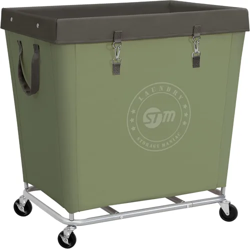 Vista 12 de STORAGE MANIAC Cesto de lavandería comercial con marco de acero resistente, carro de cesta de lavandería industrial de 320 L con ruedas para hotel