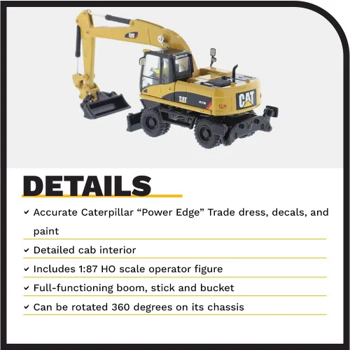 Vista 4 de Diecast Masters Excavadora de ruedas Caterpillar M318D HO Series Vehículo