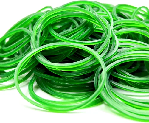 Vista 2 de Bandas de goma verdes, 200 bandas elásticas resistentes para uso escolar, hogar y oficina