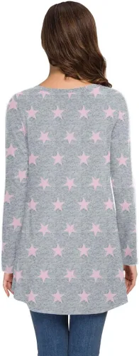 Vista 99 de AWULIFFAN Blusa tipo túnica holgada de manga larga con cuello redondo para mujer