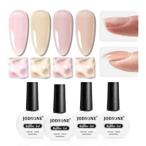 Vista 13 de JODSONE Gel Constructor para Uñas, Juego de 4 Piezas de 10ML, Fortalecedor de Puntas y Extensiones de Uñas, Necesario de Curación con Lámpara