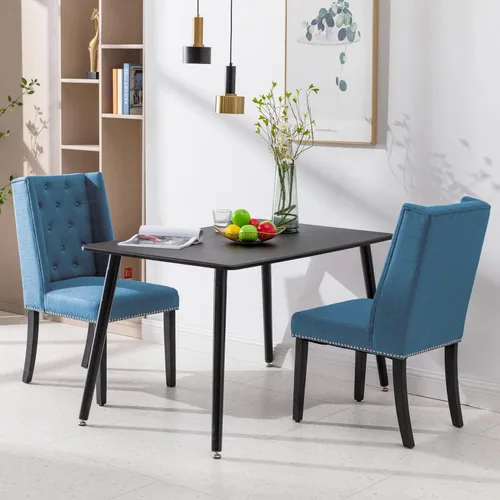 Vista 2 de FDW Juego de 2 sillas de comedor modernas con respaldo, sillas de comedor con retrasos de madera para cocina, comedor, sala de estar