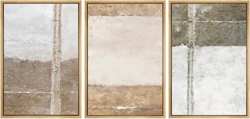Vista 28 de SIGNWIN Lienzo enmarcado para pared, juego de arte neutro de bosque brumoso, ilustraciones en tono tierra, arte moderno, decorativo, bohemio