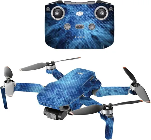 Vista 6 de MIGHTY SKINS MightySkins - Dron portátil de fibra de carbono compatible con DJI Mini 2 - Blue Flames Acabado de fibra de carbono texturizado