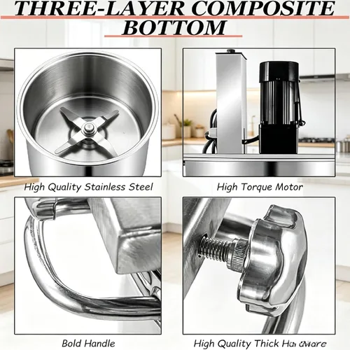 Vista 4 de Upgraded Automatic Food Mixer, 6QT Stainless Steel Stand Mixer, Pure Copper Motor, 6-Speed Kitchen Mixer with Anti-Splash Guard for Baking 80