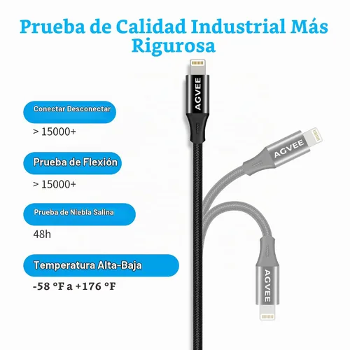 Vista 4 de AGVEE Adaptador de carga USB-C hembra a Lightning macho de 30 W de 4 pulgadas Negro