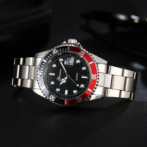 Vista 4 de GONEWA - Reloj de pulsera analógico de cuarzo para hombre, de acero inoxidable, con fecha, para hombre