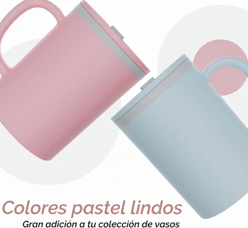Vista 4 de Copco Taza de Escritorio Icónica de 16oz con Aislamiento de Doble Pared con Tapa y Asa, Juego de 2, Plástico Reutilizable sin BPA, a prueba