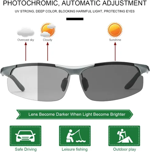 Vista 2 de YIMI Gafas de sol fotocrómicas polarizadas para hombres y mujeres deportes al aire libre conducción antirreflejos UV400 protección z87 gafas