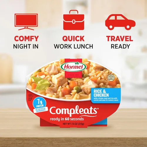 Vista 6 de HORMEL COMPLEATS Bandeja de microondas de arroz y pollo, 7.5 onzas (paquete de 7)