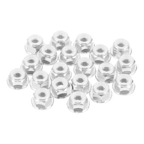Vista 14 de MECCANIXITY 30 piezas de tuercas de bloqueo de aleación de aluminio M3 con paso de 0.5 mm, tuercas hexagonales con brida de nylon con rosca serrada