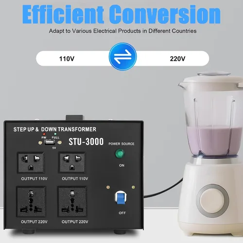 Vista 9 de Convertidor de voltaje Transformador de voltaje de 3000 vatios, Convertidor de corriente AC 220V/110V, Protección contra rotura de circuito, Puerto