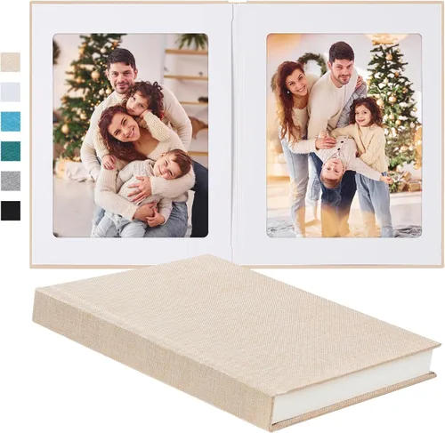 Vista 11 de Álbum de fotos Pssoss 8x10 con espacio para escribir, cubierta de lino, álbum de fotos de 8x10, libro que contiene 20 fotos, ideal para álbumes