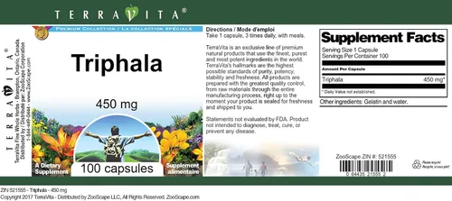 Vista 3 de Triphala - 450 mg (100 Cápsulas, ZIN: 521555)