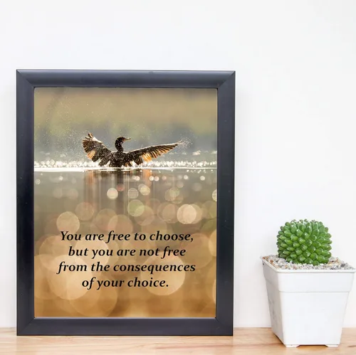 Vista 6 de AMERICAN LUXURY GIFTS Impresión artística de pared con citas motivacionales de 8 x 10 pulgadas, imagen inspiradora de pájaros y lagos, ideal